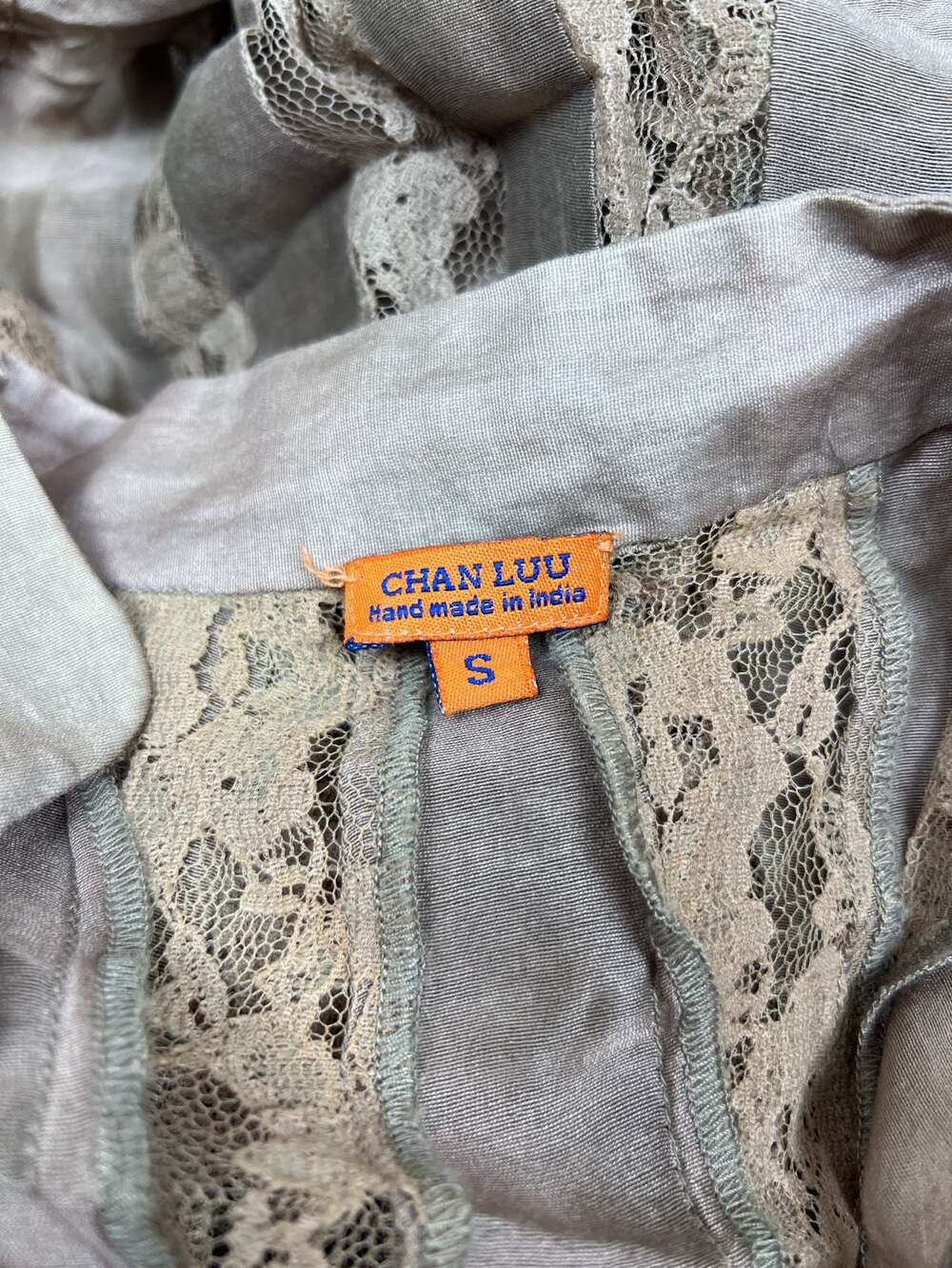 Chan Luu Brown Silk and Lace Flare Short Sleeve Dress Size S - Picture 4 of 6
